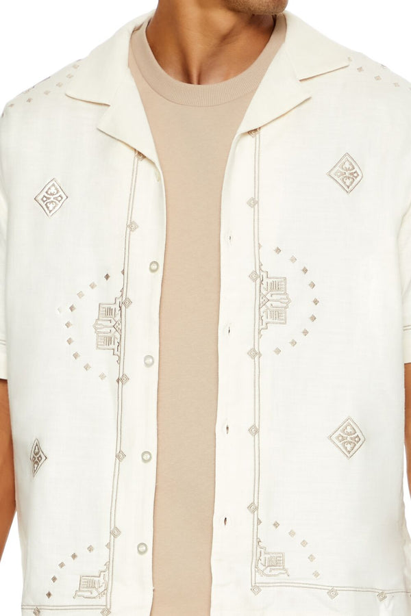 Forever21 Embroidered Geo Shirt CREAM/MULTI