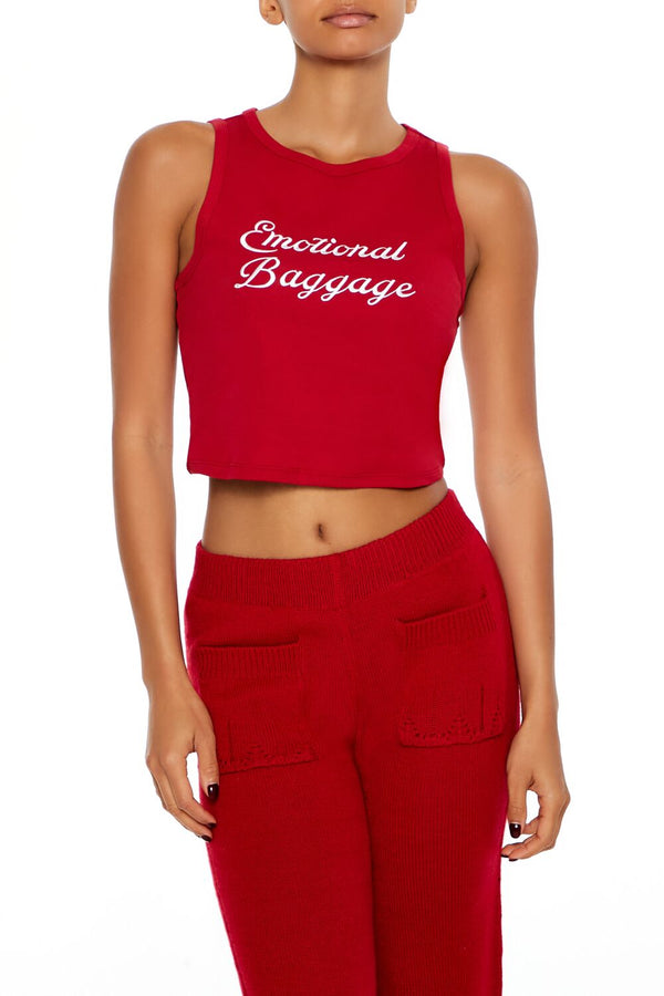 Forever21 Emotional Baggage Tank Top RED/MULTI