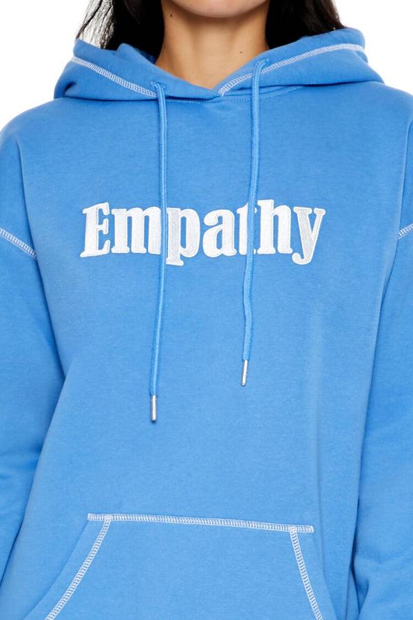 Forever21 Empathy Fleece Hoodie LIGHT BLUE/MULTI