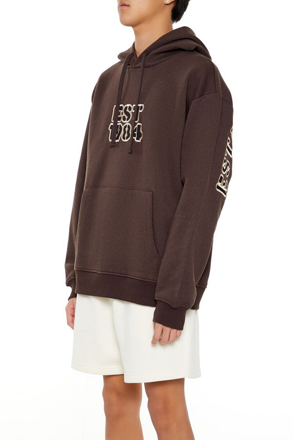 Forever21 EST 1984 Patch Hoodie COCOA/MULTI