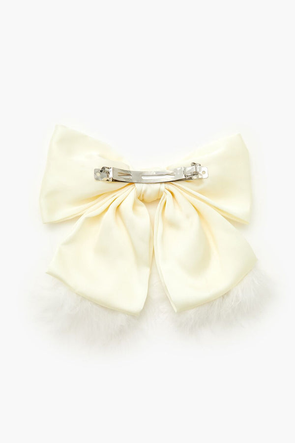 Forever21 Faux Feather Bow Hair Barrette CREAM