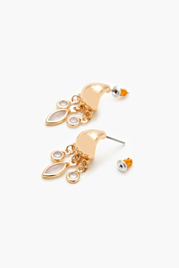 Forever21 Faux Gem Charm Hoop Earrings GOLD/CLEAR