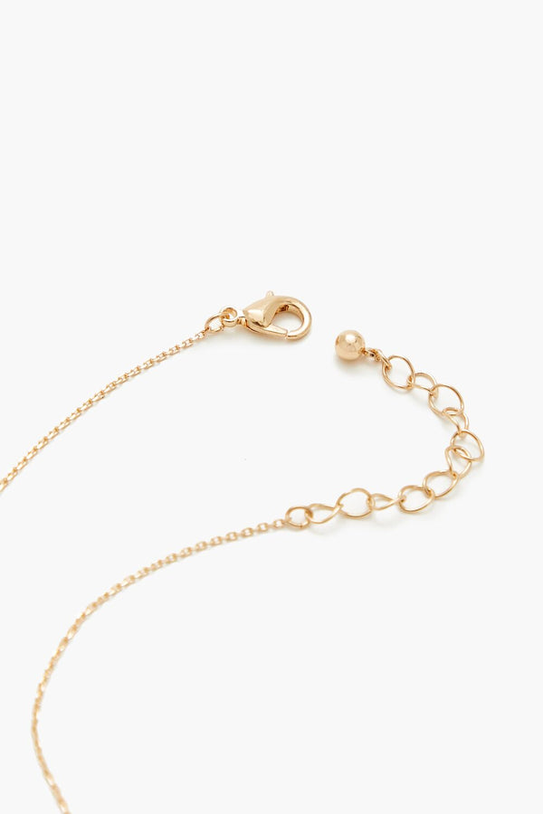 Forever21 Faux Gem Initial Charm Necklace GOLD/B