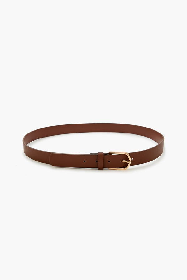 Forever21 Faux Leather Buckle Belt BROWN/GOLD