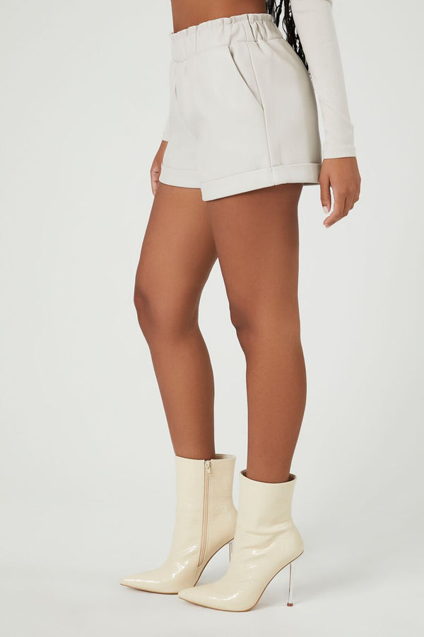 Forever21 Faux Leather High-Waist Shorts SILVER