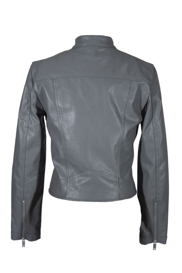 Forever21 Faux Leather Zipper Jacket DARK GREY