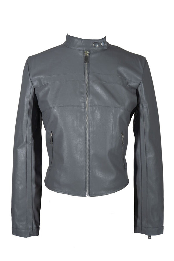 Forever21 Faux Leather Zipper Jacket DARK GREY