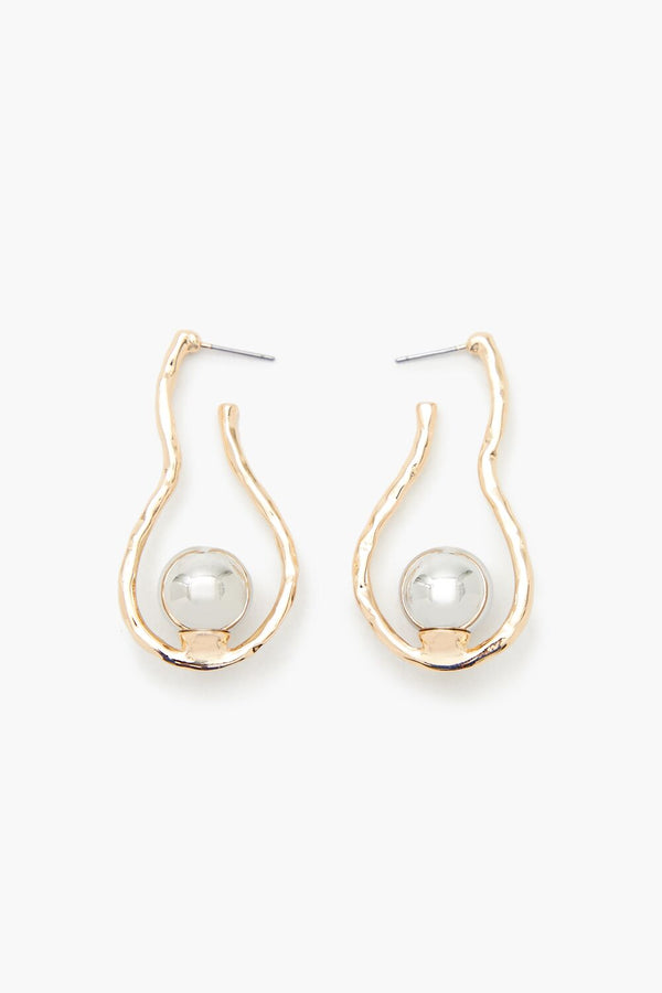 Forever21 Faux Pearl Geo Drop Earrings GOLD/SILVER