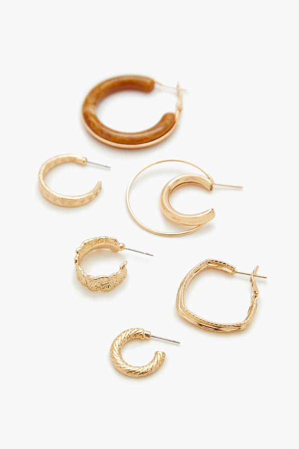Forever21 Faux Stone Hoop Earring Set GOLD