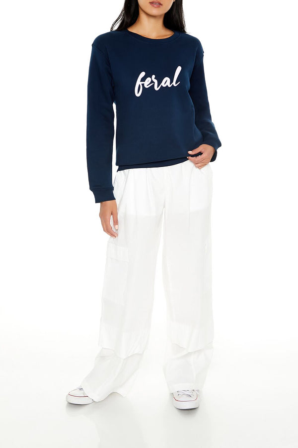 Forever21 Feral Graphic Pullover NAVY/MULTI