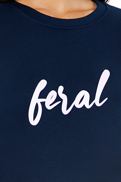 Forever21 Feral Graphic Pullover NAVY/MULTI