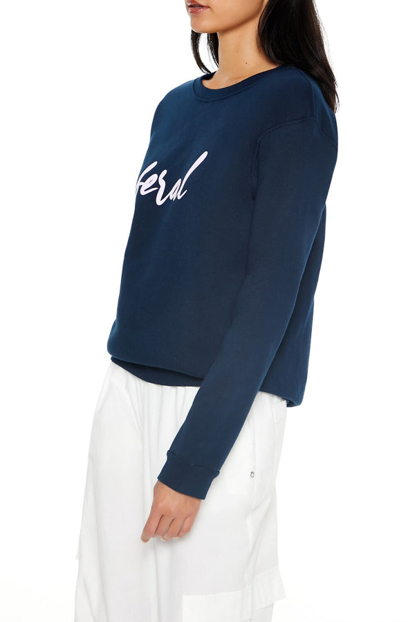 Forever21 Feral Graphic Pullover NAVY/MULTI