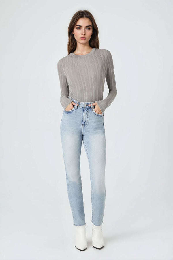 Forever21 Fitted Ribbed Knit Sweater GREY