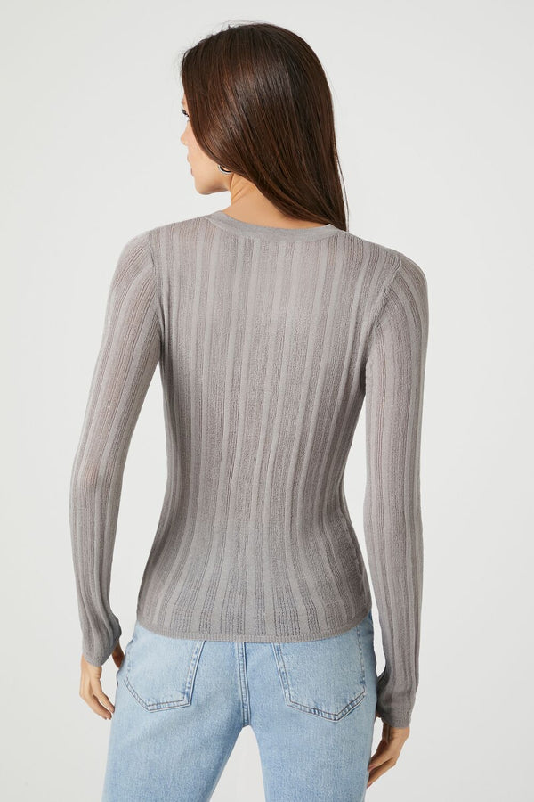 Forever21 Fitted Ribbed Knit Sweater GREY
