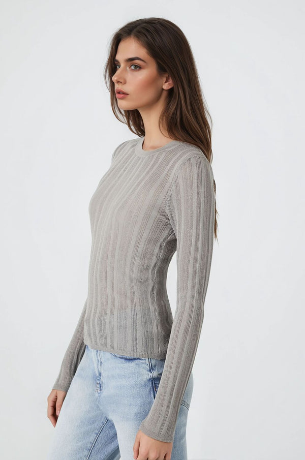 Forever21 Fitted Ribbed Knit Sweater GREY