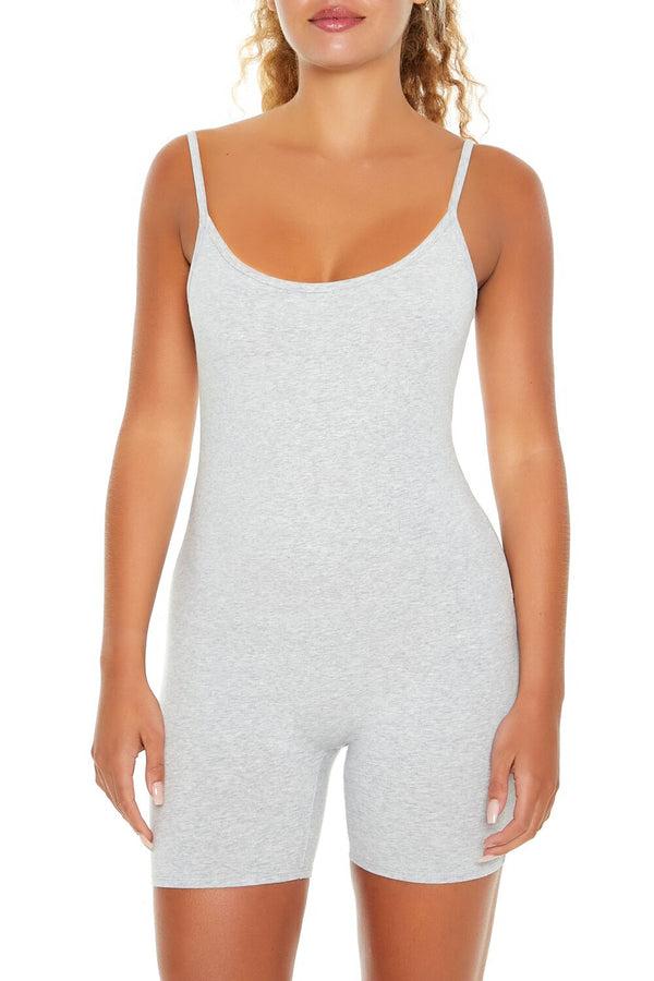 Forever21 Fitted Scoop-Neck Romper HEATHER GREY