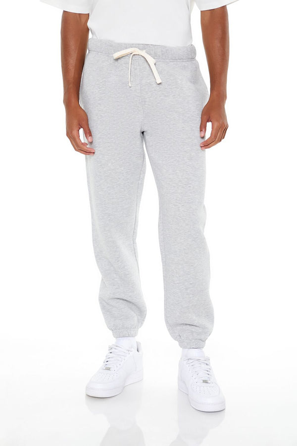 Forever21 Fleece Drawstring Joggers HEATHER GREY