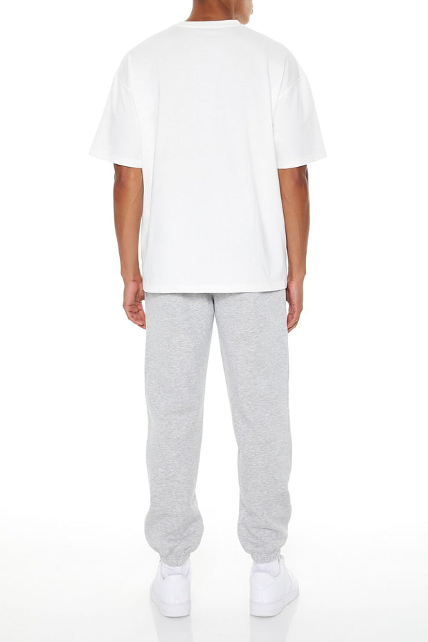 Forever21 Fleece Drawstring Joggers HEATHER GREY