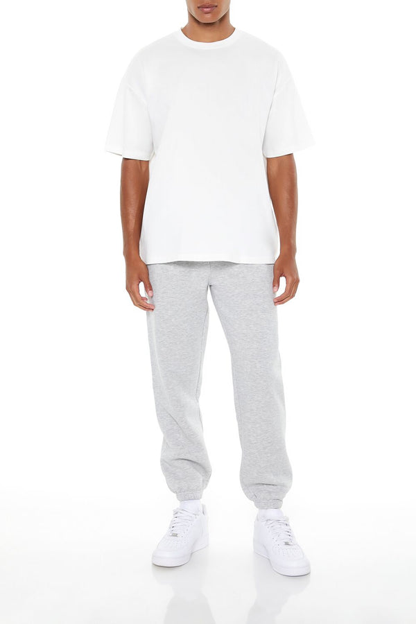 Forever21 Fleece Drawstring Joggers HEATHER GREY