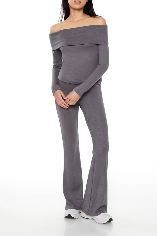 Forever21 Foldover Off-the-Shoulder Top GREY