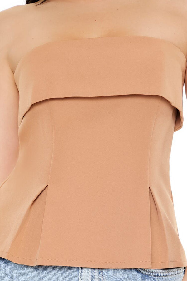 Forever21 Foldover Strapless Top CAMEL
