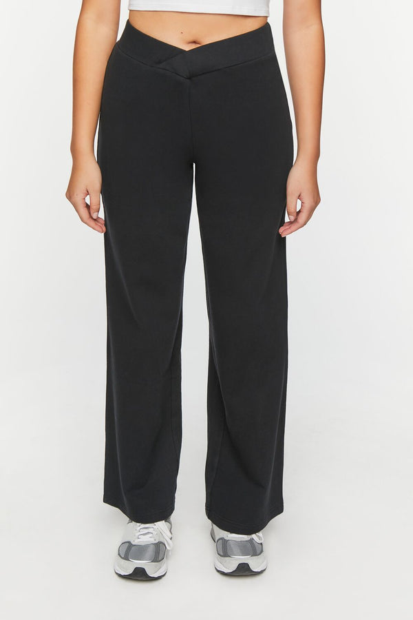 Forever21 French Terry Crossover Pants BLACK
