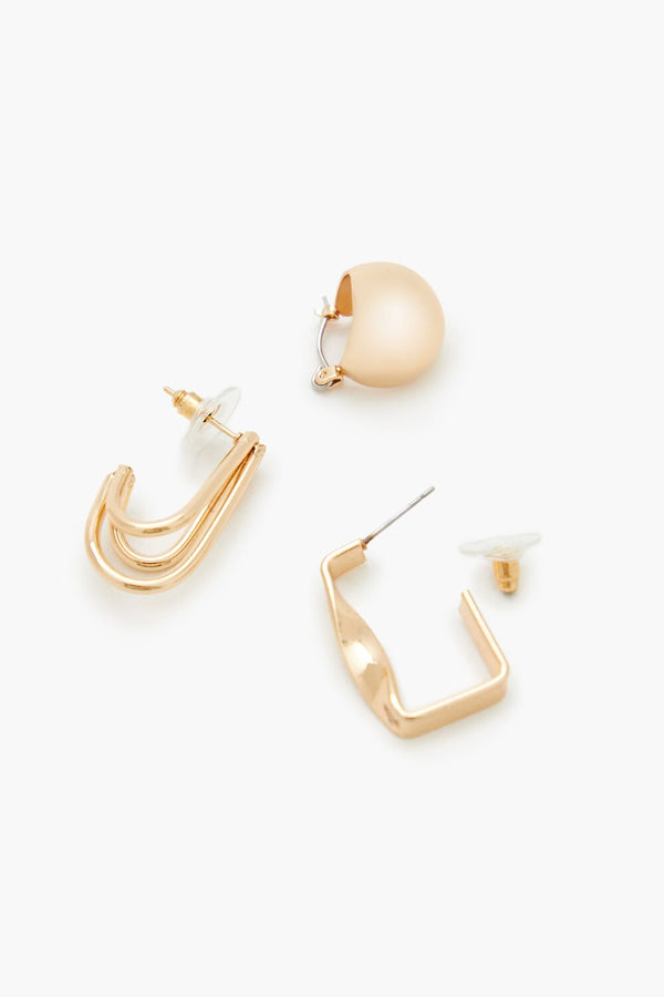 Forever21 Geo Hoop Earring Set GOLD