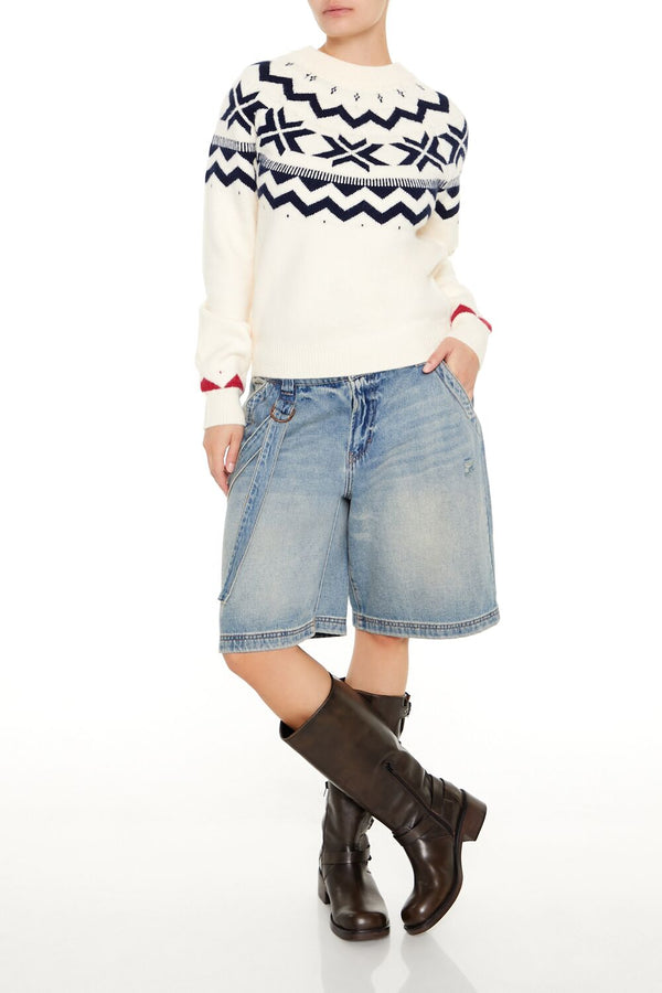 Forever21 Geo Print Sweater WHITE/MULTI