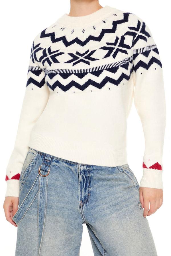 Forever21 Geo Print Sweater WHITE/MULTI