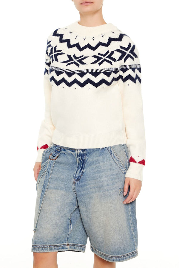 Forever21 Geo Print Sweater WHITE/MULTI