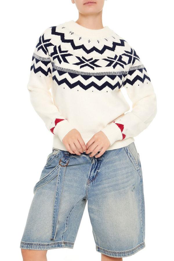Forever21 Geo Print Sweater WHITE/MULTI