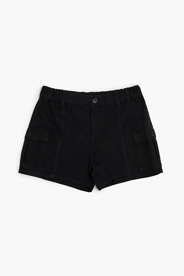 Forever21 Girls Denim Cargo Shorts (Kids) BLACK