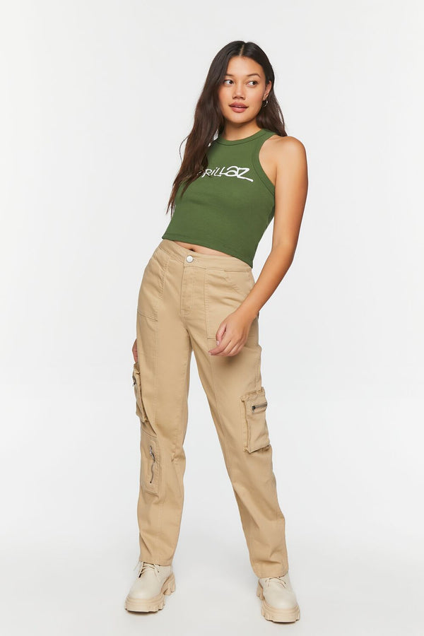 Forever21 Gorillaz Graphic Tank Top GREEN/MULTI