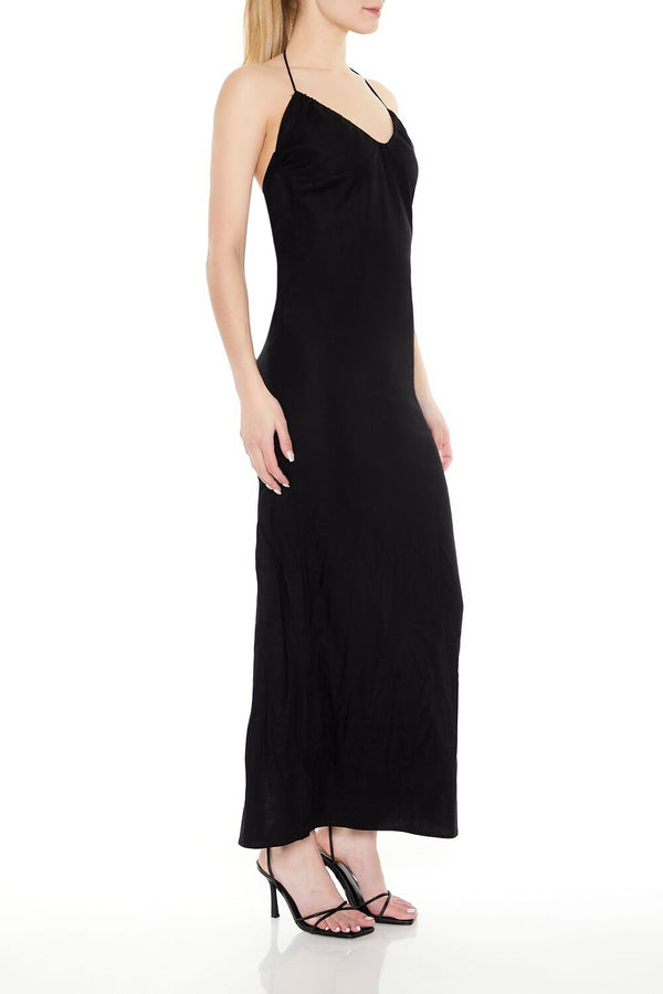 Forever21 Halter Maxi Column Dress BLACK