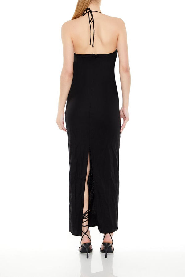 Forever21 Halter Maxi Column Dress BLACK