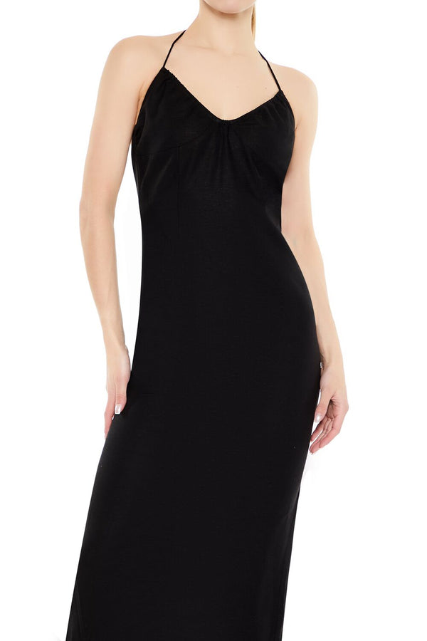 Forever21 Halter Maxi Column Dress BLACK