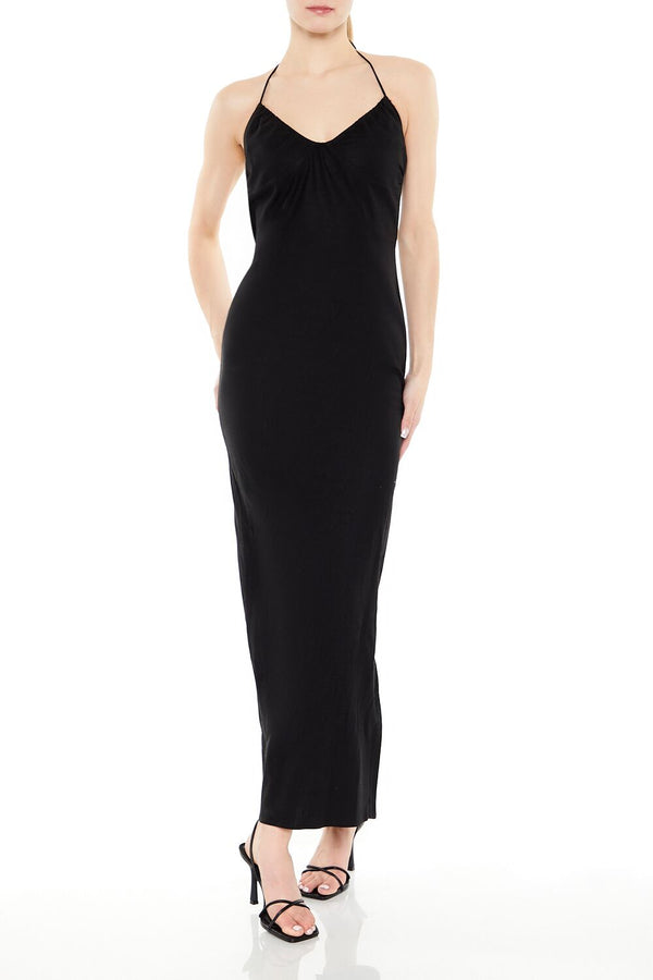 Forever21 Halter Maxi Column Dress BLACK