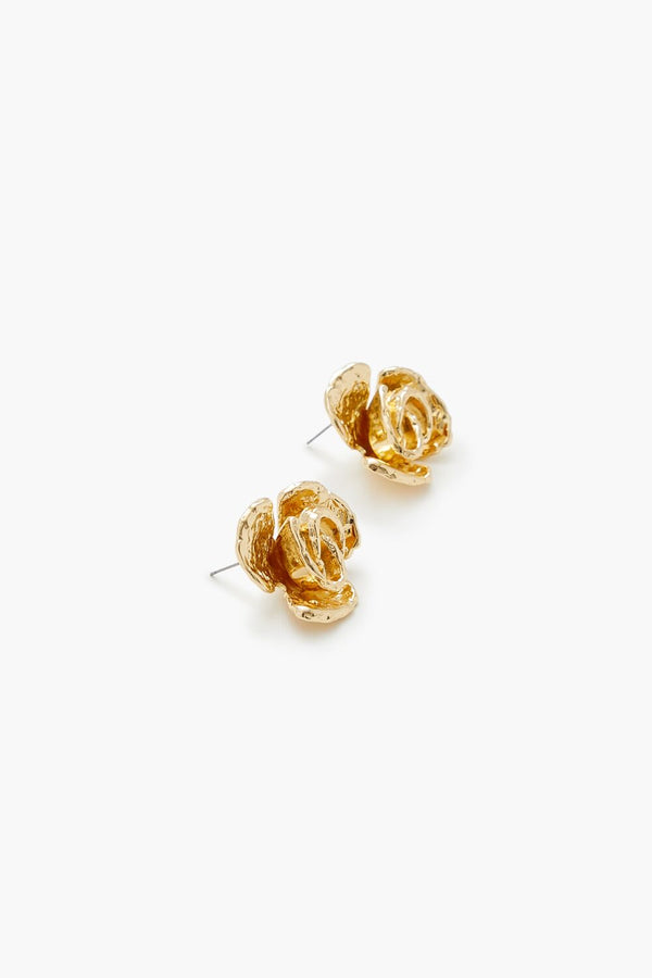 Forever21 Hammered Flower Stud Earrings GOLD