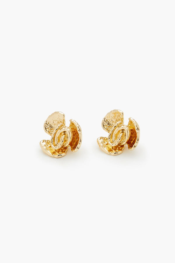 Forever21 Hammered Flower Stud Earrings GOLD
