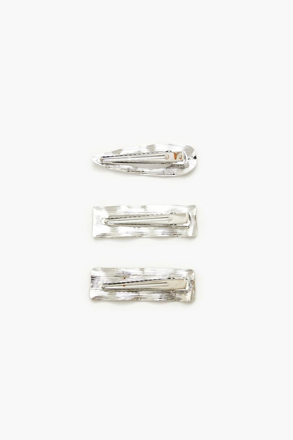 Forever21 Hammered Geo Hair Clip Set SILVER
