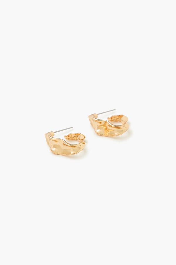Forever21 Hammered Hoop Earrings GOLD
