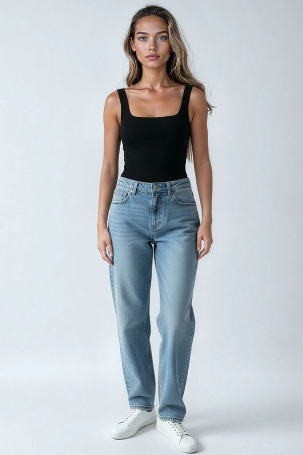 Forever21 High-Rise Jeans LIGHT DENIM
