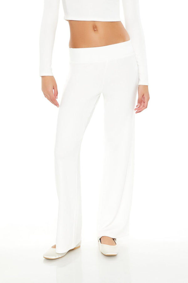 Forever21 High-Rise Wide-Leg Pants IVORY