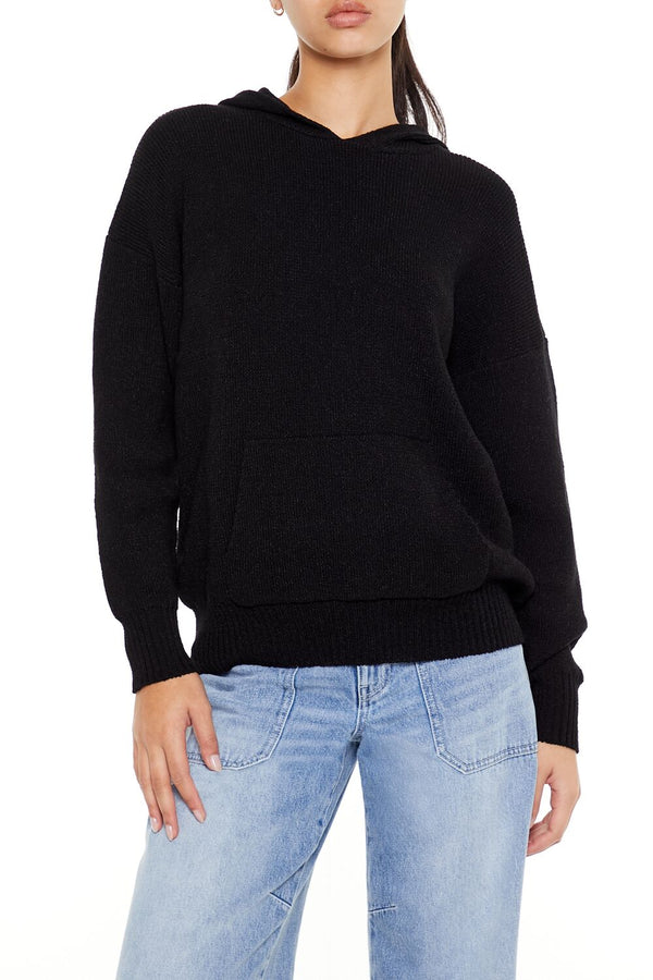 Forever21 Hooded Drop-Sleeve Sweater BLACK
