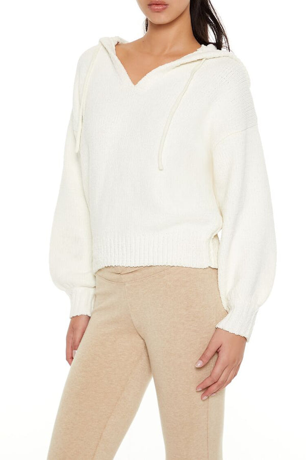 Forever21 Hooded Drop-Sleeve Sweater EGRET