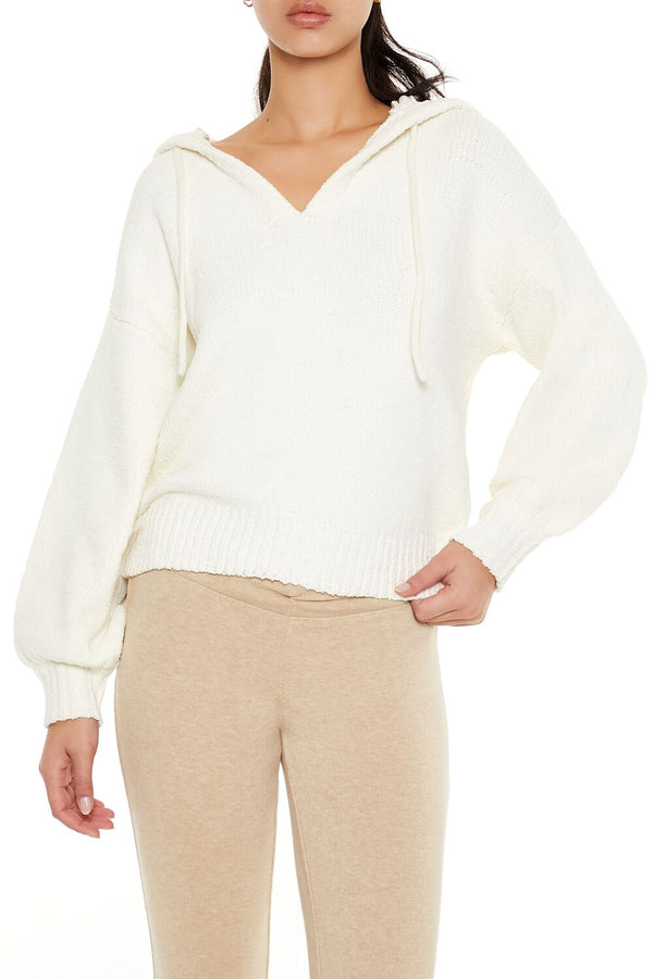 Forever21 Hooded Drop-Sleeve Sweater EGRET