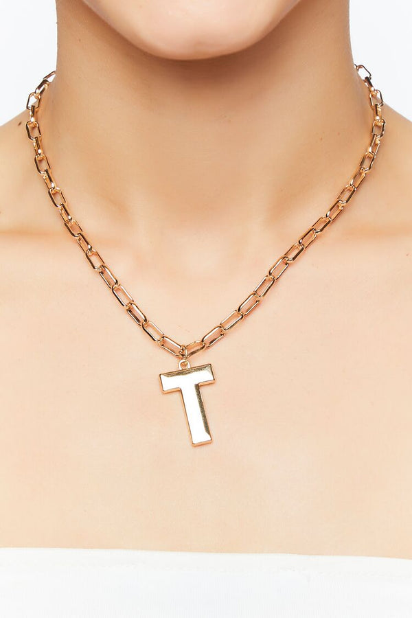 Forever21 Initial Pendant Necklace GOLD/T