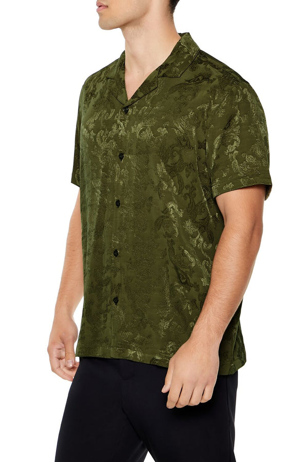Forever21 Jacquard Paisley Shirt OLIVE