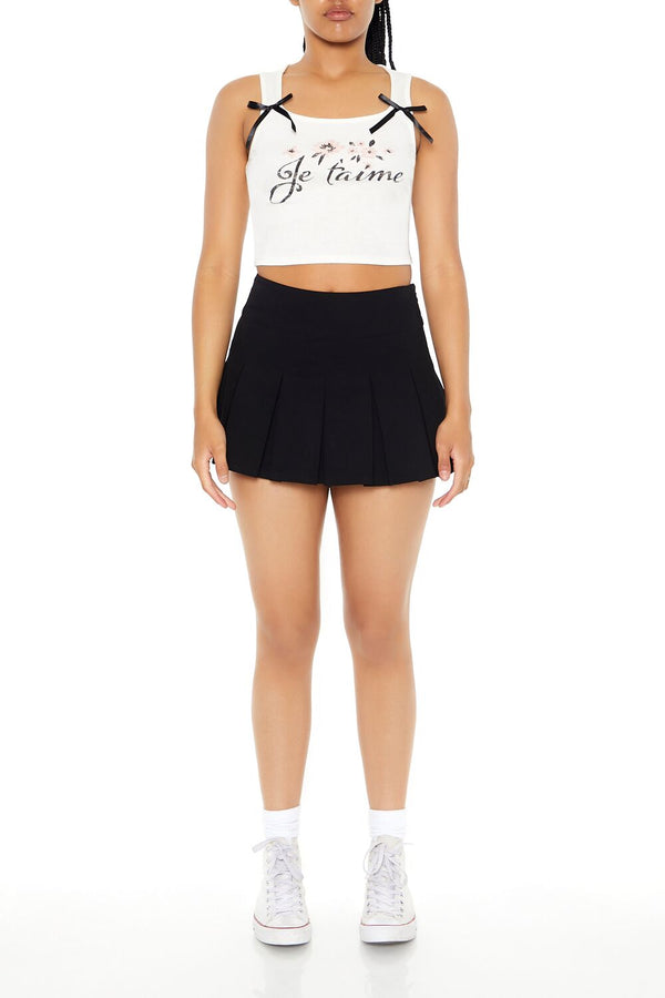 Forever21 Je Taime Cropped Tank Top CREAM/MULTI