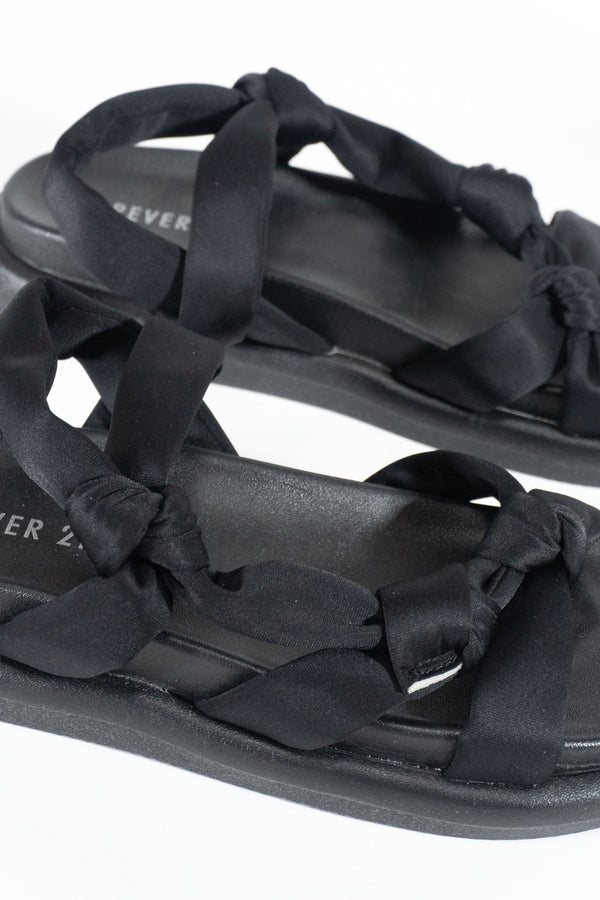 Forever21 Knotted Platform Sandals BLACK
